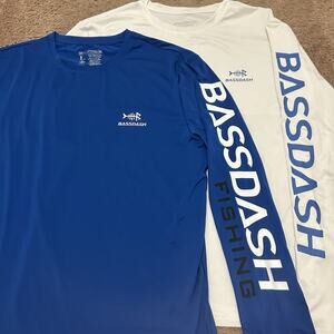 Bassdash Lot Of 2 Sz Large UPF-50 UV Protection Long Sleeve Fishing Shirts *READ